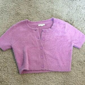 Pacsun LA Hearts Fuzzy Purple Crop Tshirt Size XS